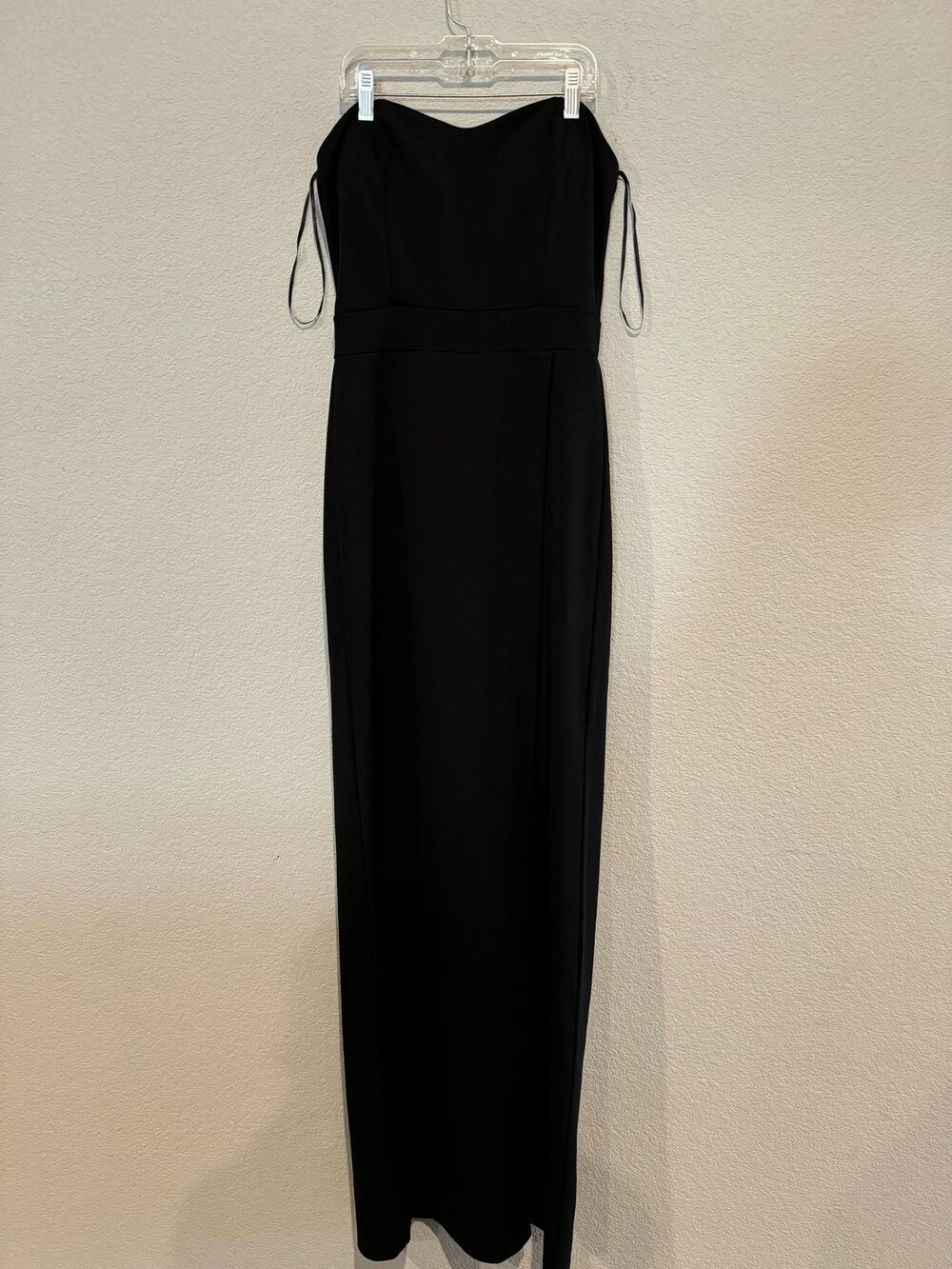 Mind Code V-Neck Faux Wrap Stretch Crepe Midi Dress Small Black NWT